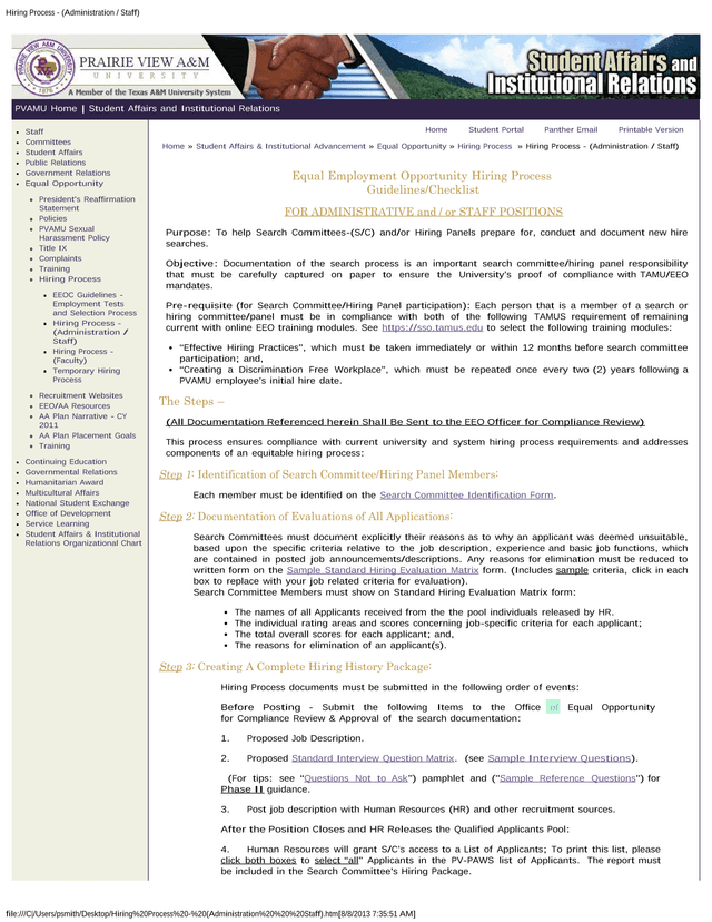 Hiring Process   (Administration  Staff) screenshot