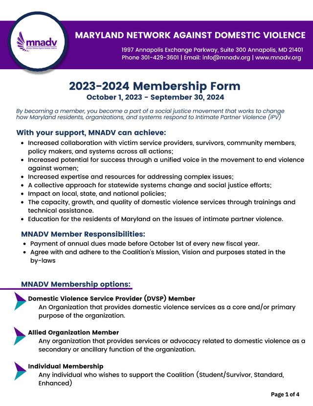 2023 2024 Membership Form screenshot