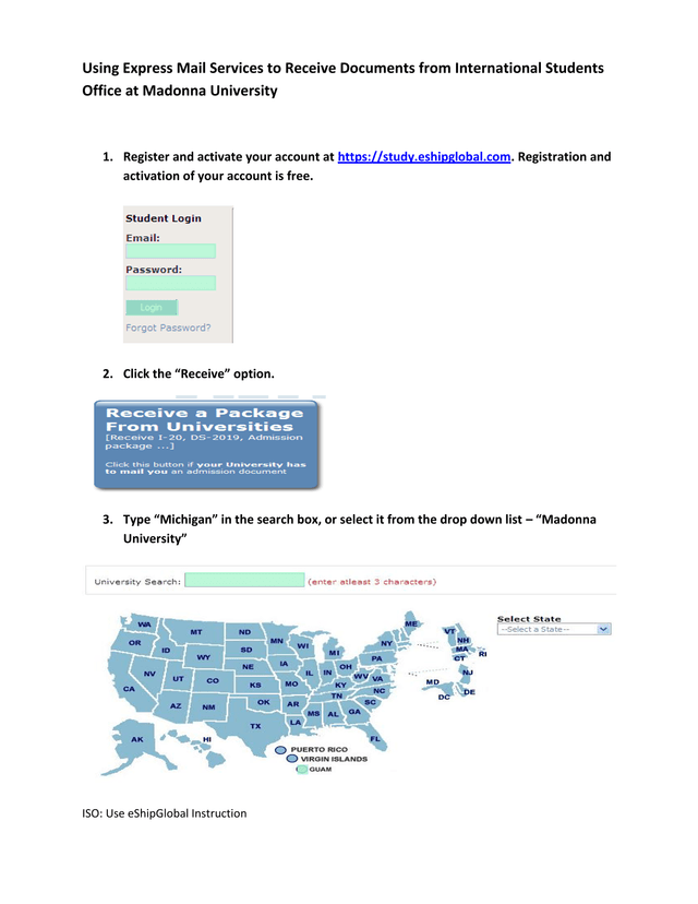 ISO Use EShipGlobal Instruction screenshot