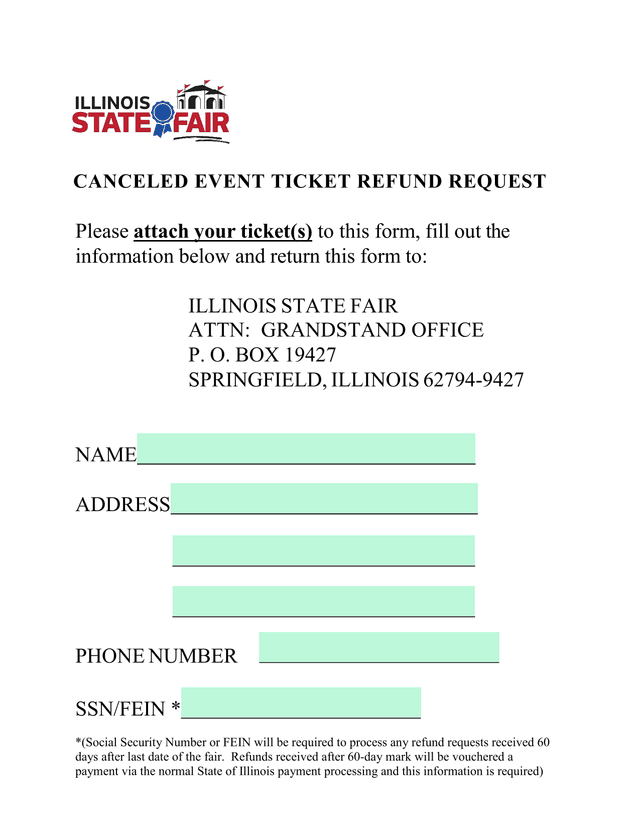 Canceled Event Ticket Refund Request screenshot