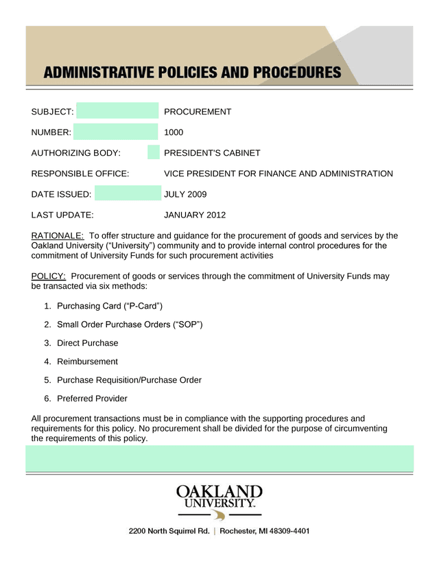 Procurement Policy screenshot