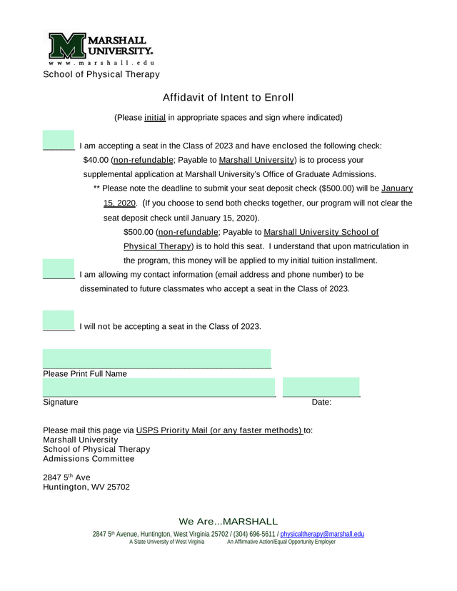 Affidavit Of Intent To Enroll screenshot