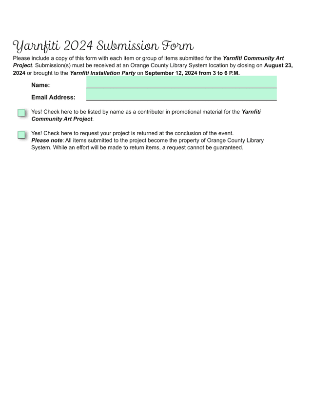Yarnfiti 2024 Submission Form screenshot