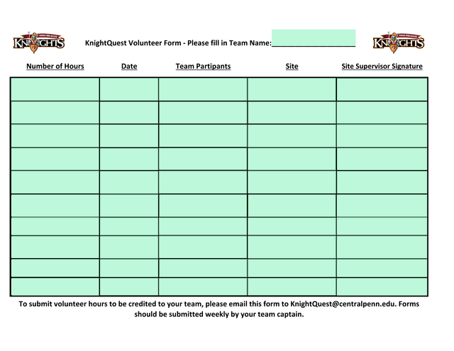 KnightQuest Volunteer Form screenshot