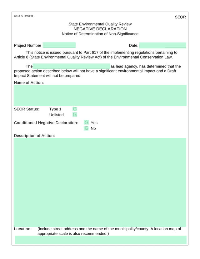 SEQR Negative Declaration screenshot