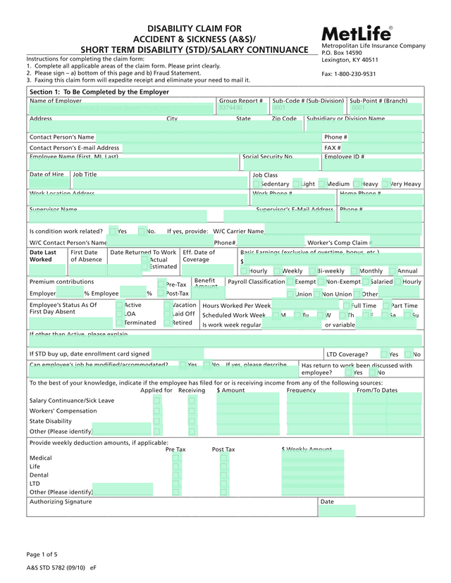Disability Claim For Accident  SicknessShort Term DisabilitySalary Continuance screenshot