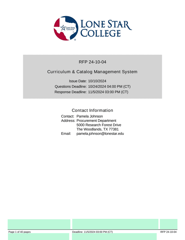 RFP 24 10 04 Curriculum  Catalog Management System screenshot