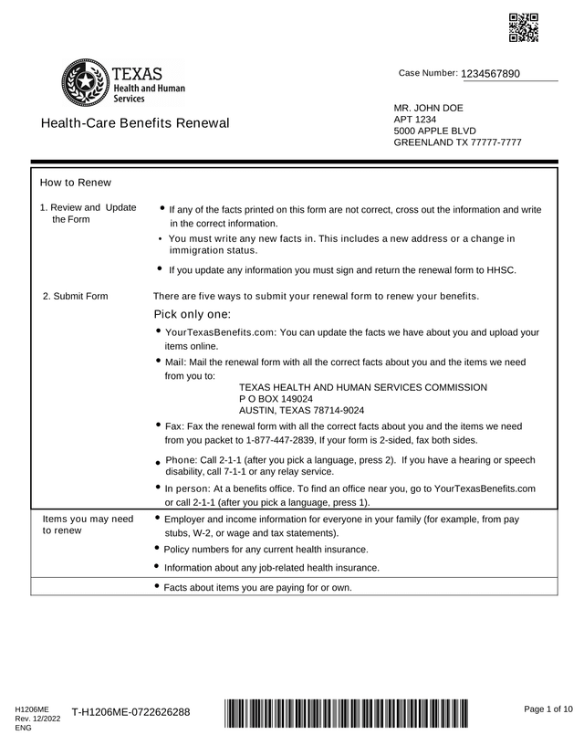 Health Care Benefits Renewal screenshot