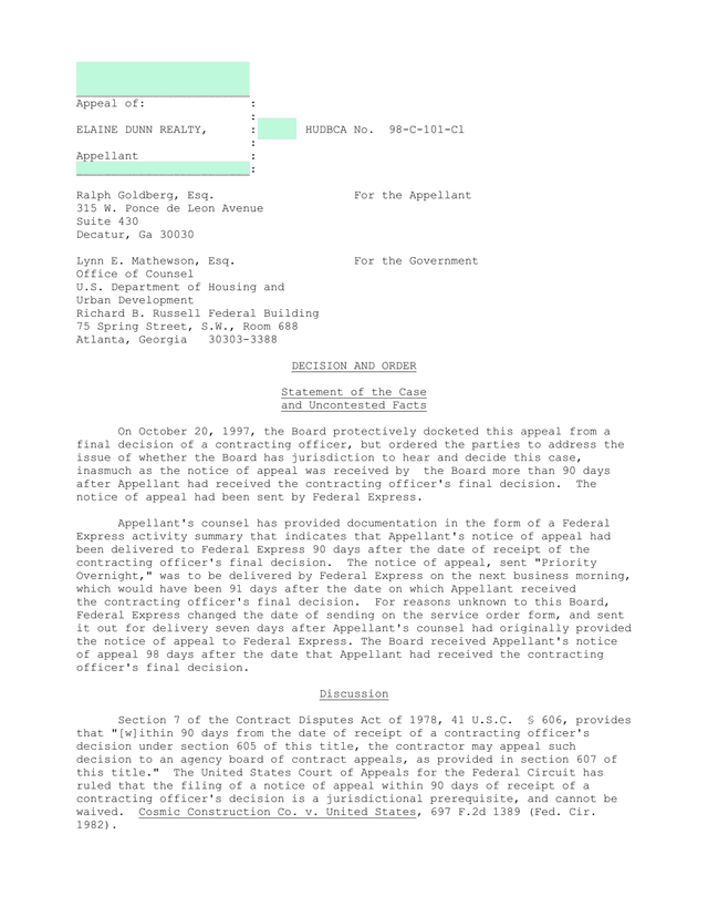 Appeal Of Elaine Dunn Realty screenshot