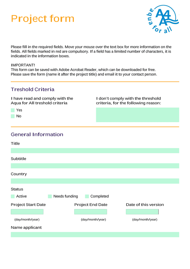 Project Form screenshot