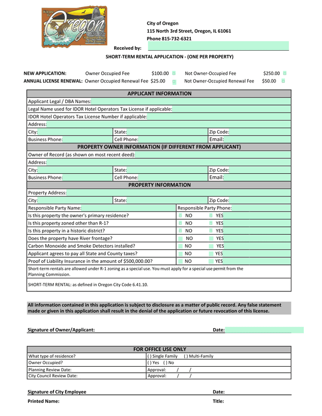 Short Term Rental Application screenshot