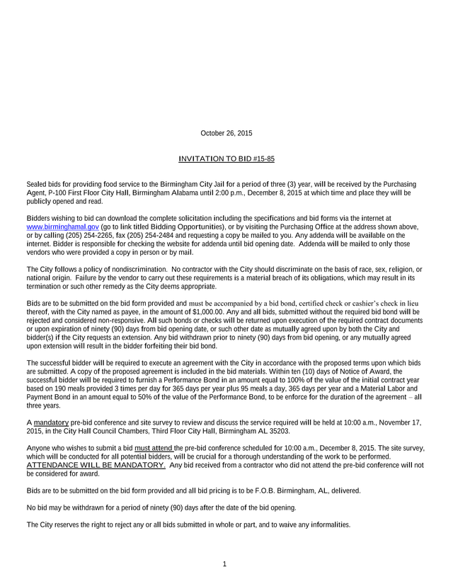 Invitation To Bid 15 85 screenshot