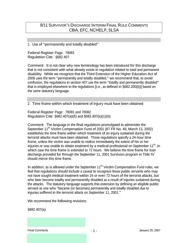 911 SurvivorS Discharge Interim Final Rule Comments screenshot