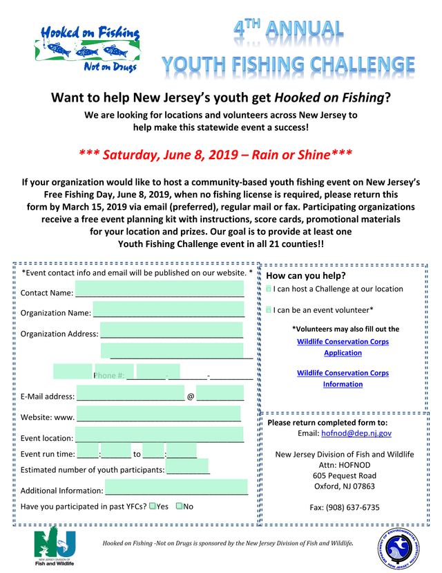 Hooked On Fishing  Not On Drugs Event Registration Form screenshot