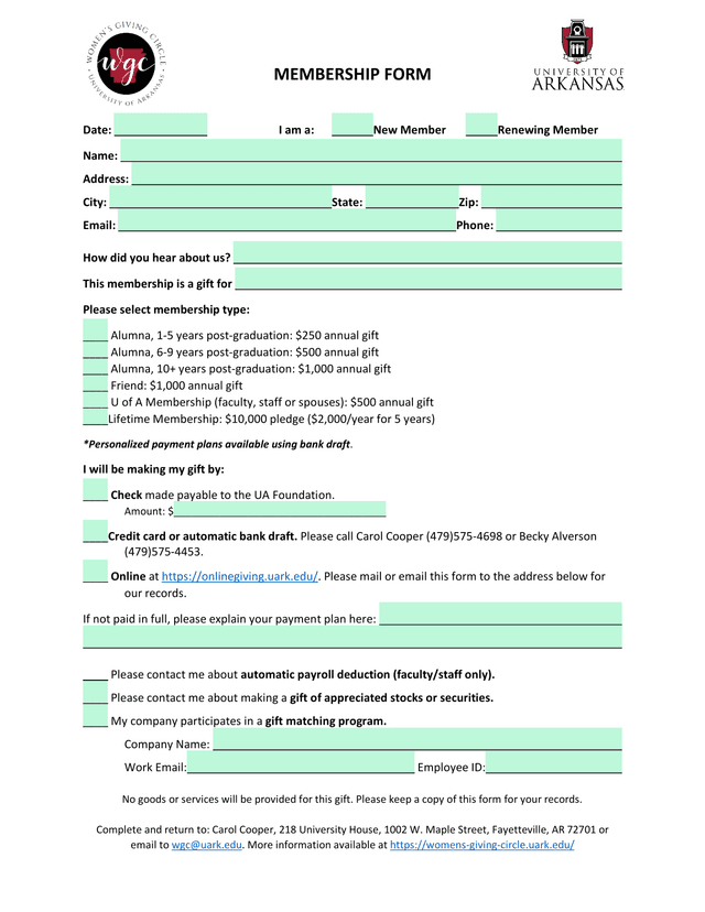 MEMBERSHIP FORM screenshot