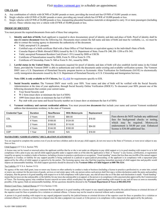 CDL Class A, B, C DriverS License Requirements screenshot