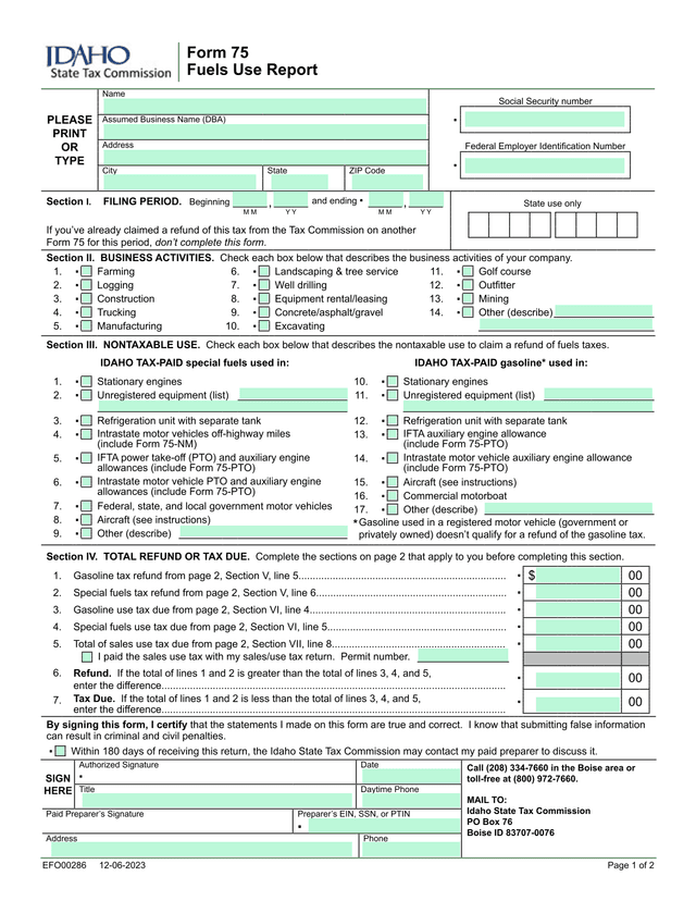 Fuels Use Report screenshot