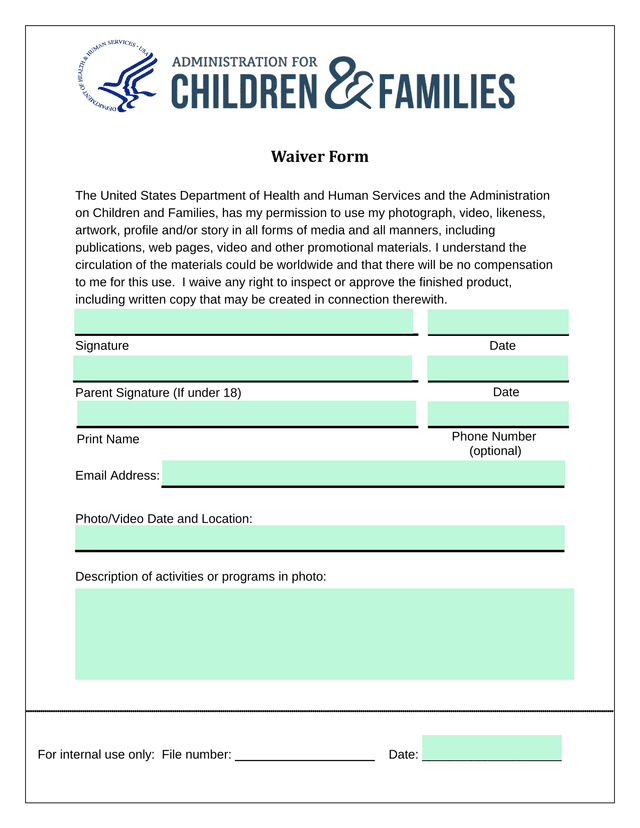Waiver Form screenshot