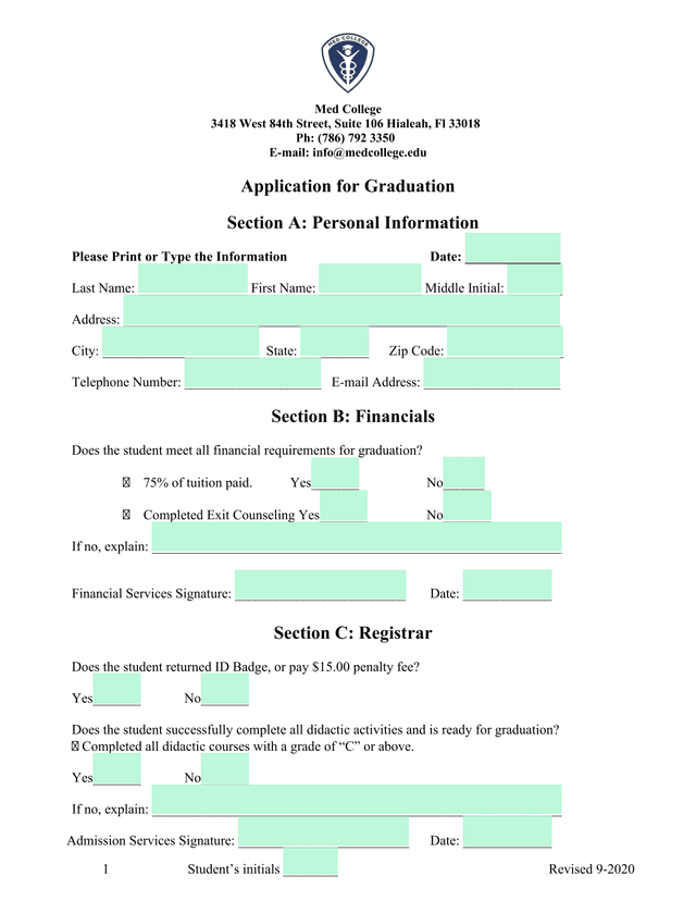 Application For Graduation screenshot