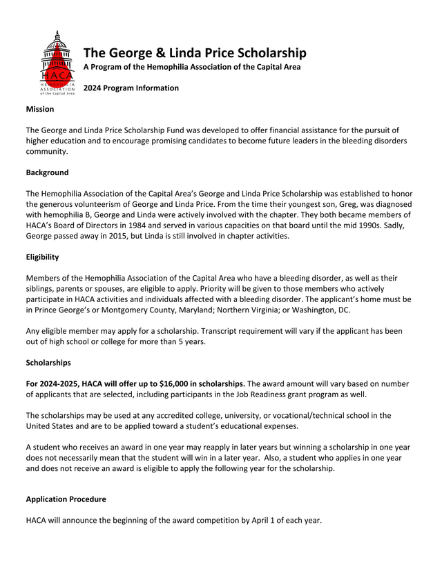 The George  Linda Price Scholarship screenshot