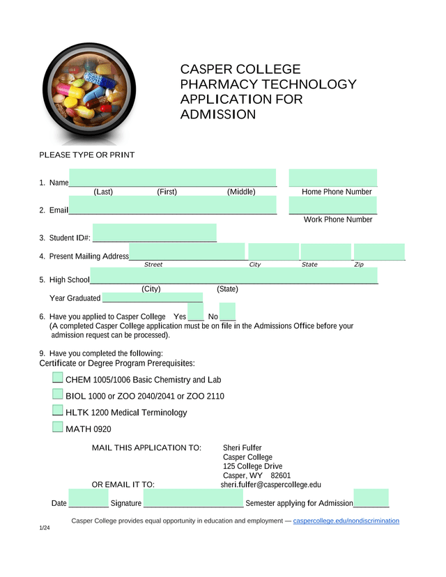 Pharmacy Technology Application For Admission screenshot