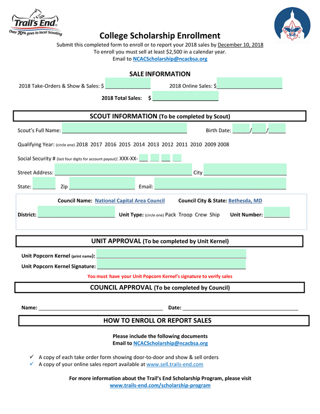 College Scholarship Enrollment screenshot