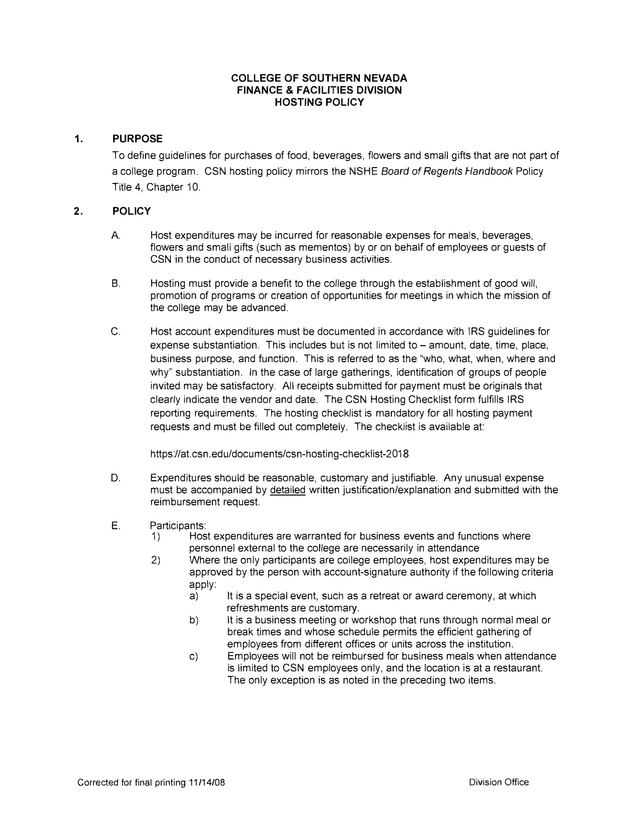 College Of Southern Nevada Hosting Policy screenshot