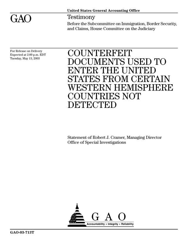 Counterfeit Documents Used To Enter The United States From Certain Western Hemisphere Countries Not  screenshot