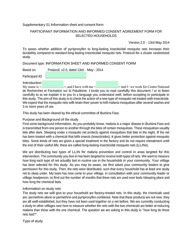 Supplementary S1 Information Sheet And Consent Form screenshot