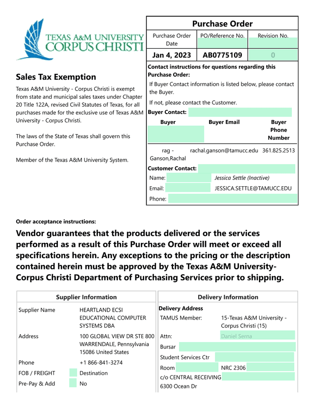 Purchase Order screenshot