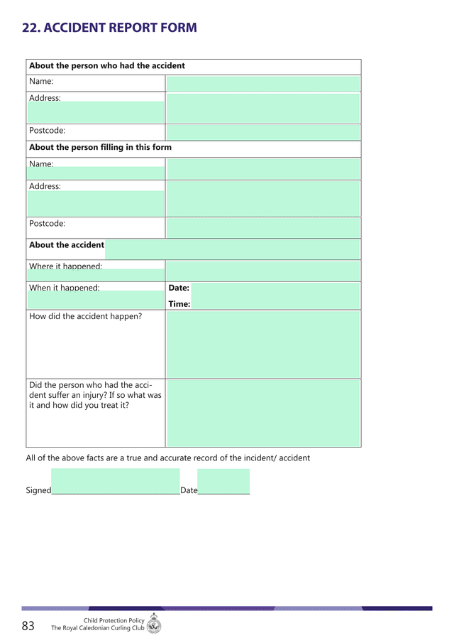 Accident Report Form screenshot