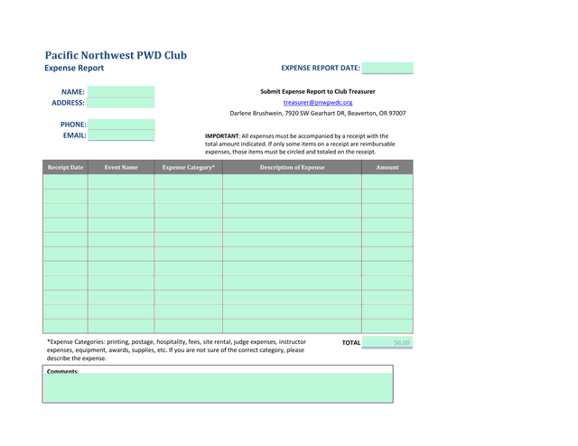 Expense Report screenshot