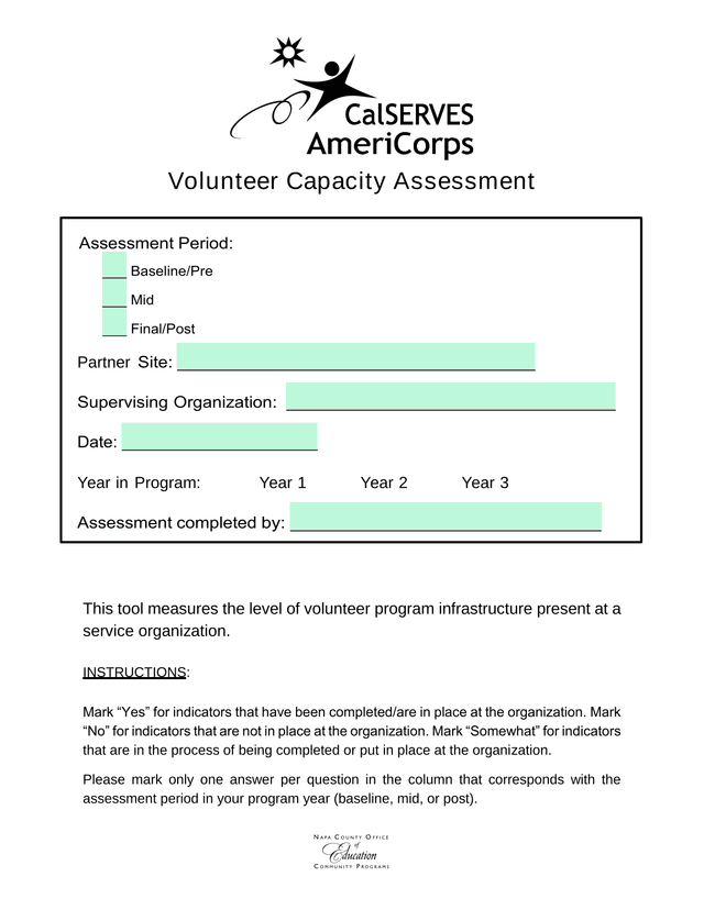 Volunteer Capacity Assessment screenshot