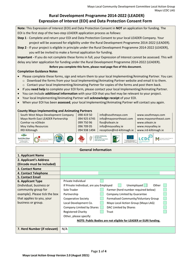Expression Of Interest (EOI) And Data Protection Consent Form screenshot
