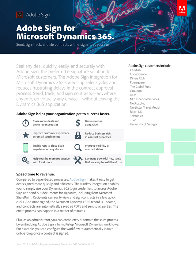 Adobe Sign For Microsoft Dynamics 365 Solution Brief screenshot