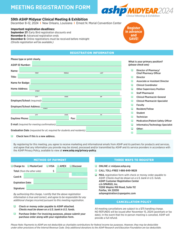 MEETING REGISTRATION FORM screenshot