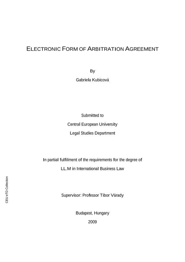 Electronic Form Of Arbitration Agreement screenshot