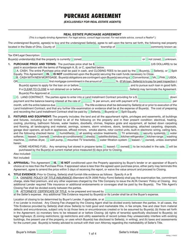 Real Estate Purchase Agreement screenshot