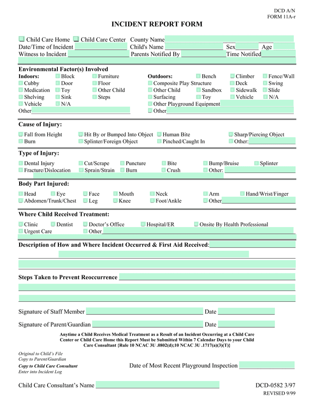 INCIDENT REPORT FORM screenshot