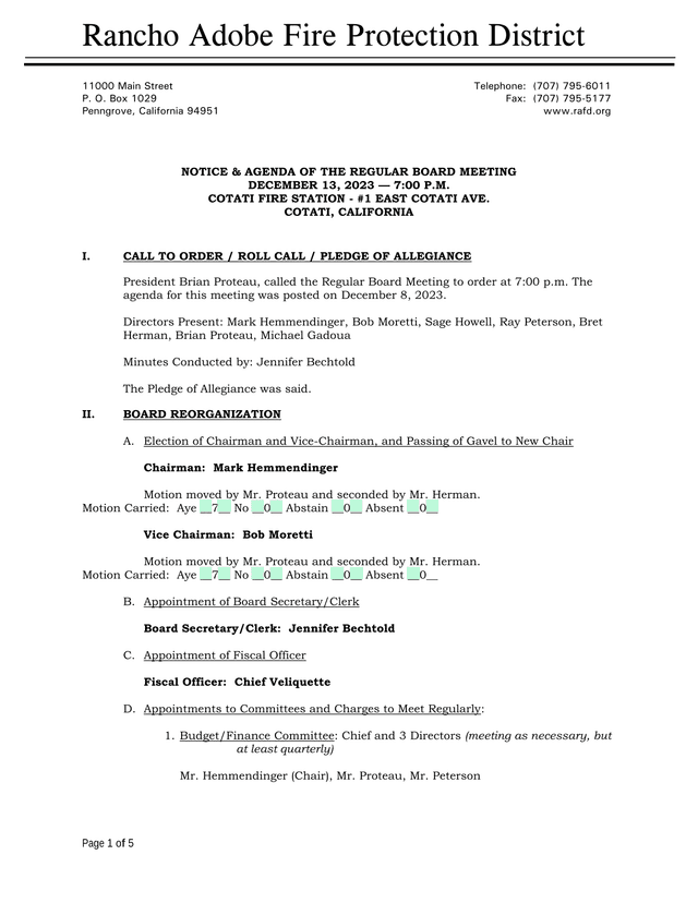 Notice  Agenda Of The Regular Board Meeting screenshot