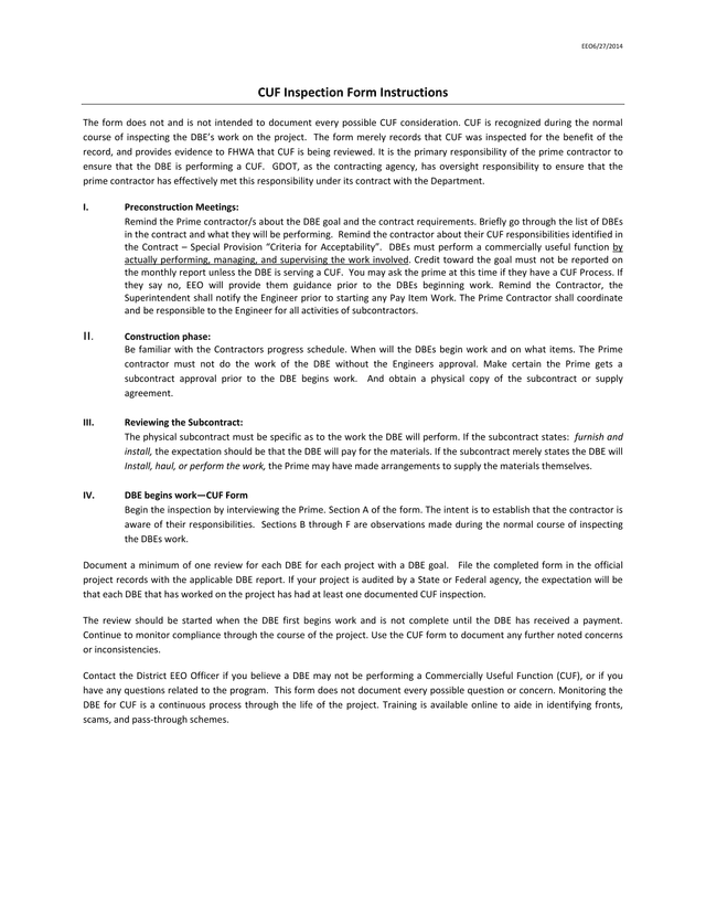 CUF Inspection Form Instructions screenshot