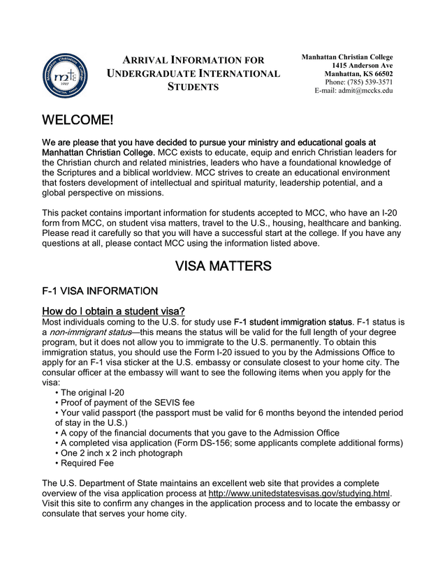 Arrival Information For Undergraduate International Students screenshot