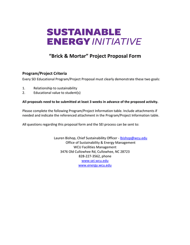 Brick  Mortar Project Proposal Form screenshot