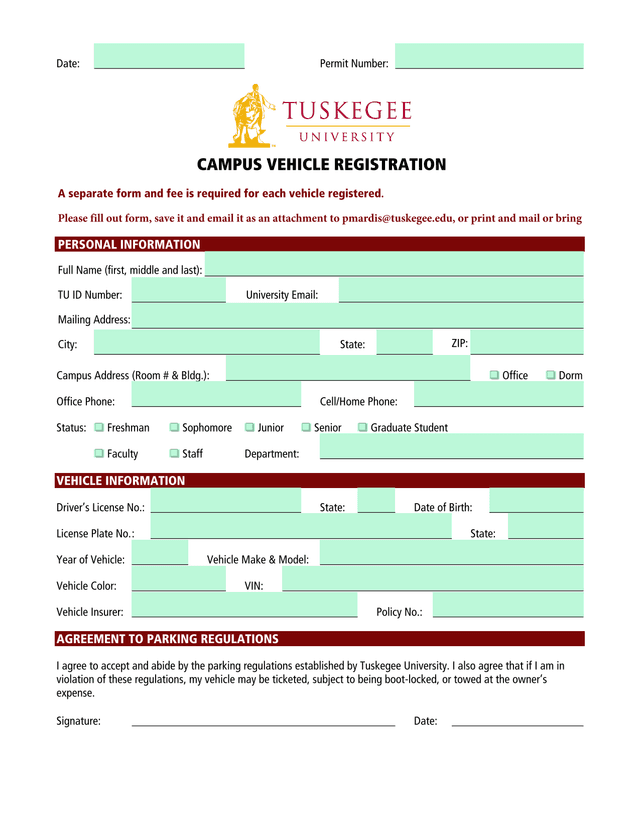 Campus Vehicle Registration screenshot