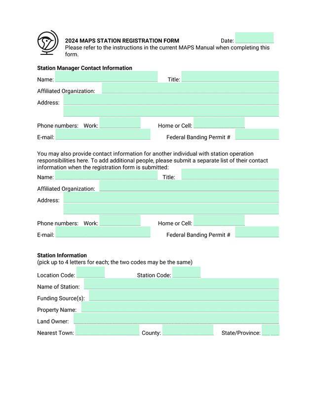 2024 MAPS STATION REGISTRATION FORM screenshot