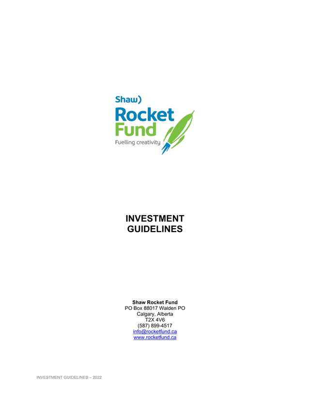 Investment Guidelines screenshot