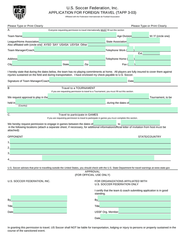 Application For Foreign Travel (TAPP 3 03) screenshot