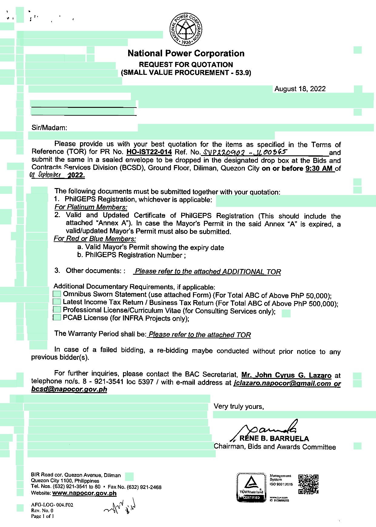 Request For Quotation screenshot