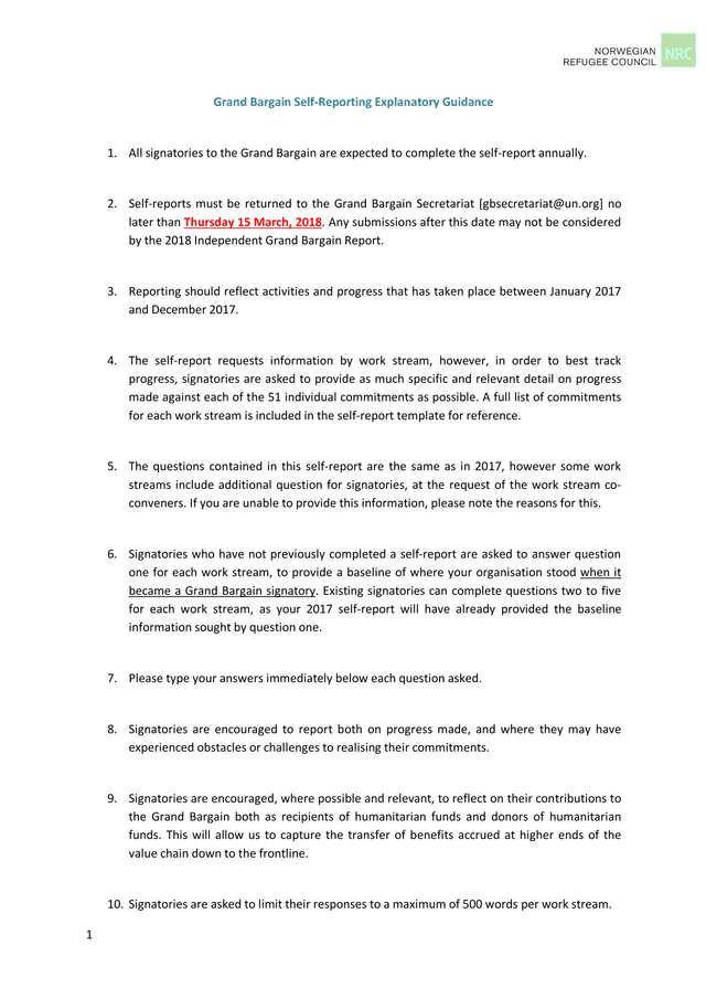 Grand Bargain Self Reporting Explanatory Guidance screenshot