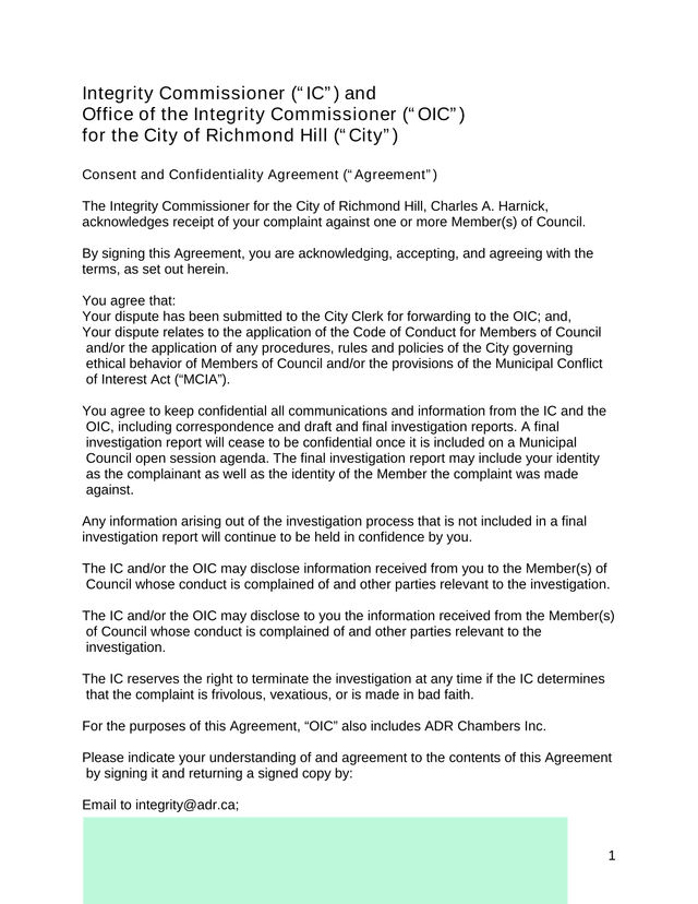 Consent And Confidentiality Agreement screenshot